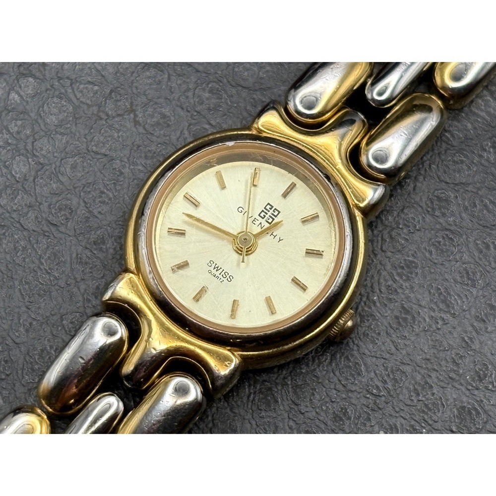 Givenchy Swiss Quartz Two-Tone Gold Tone Silver Oval Watch Women NEW BATTERY